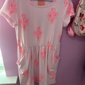 Cat & Jack Pink Dress with Neon Pink Floral Accents